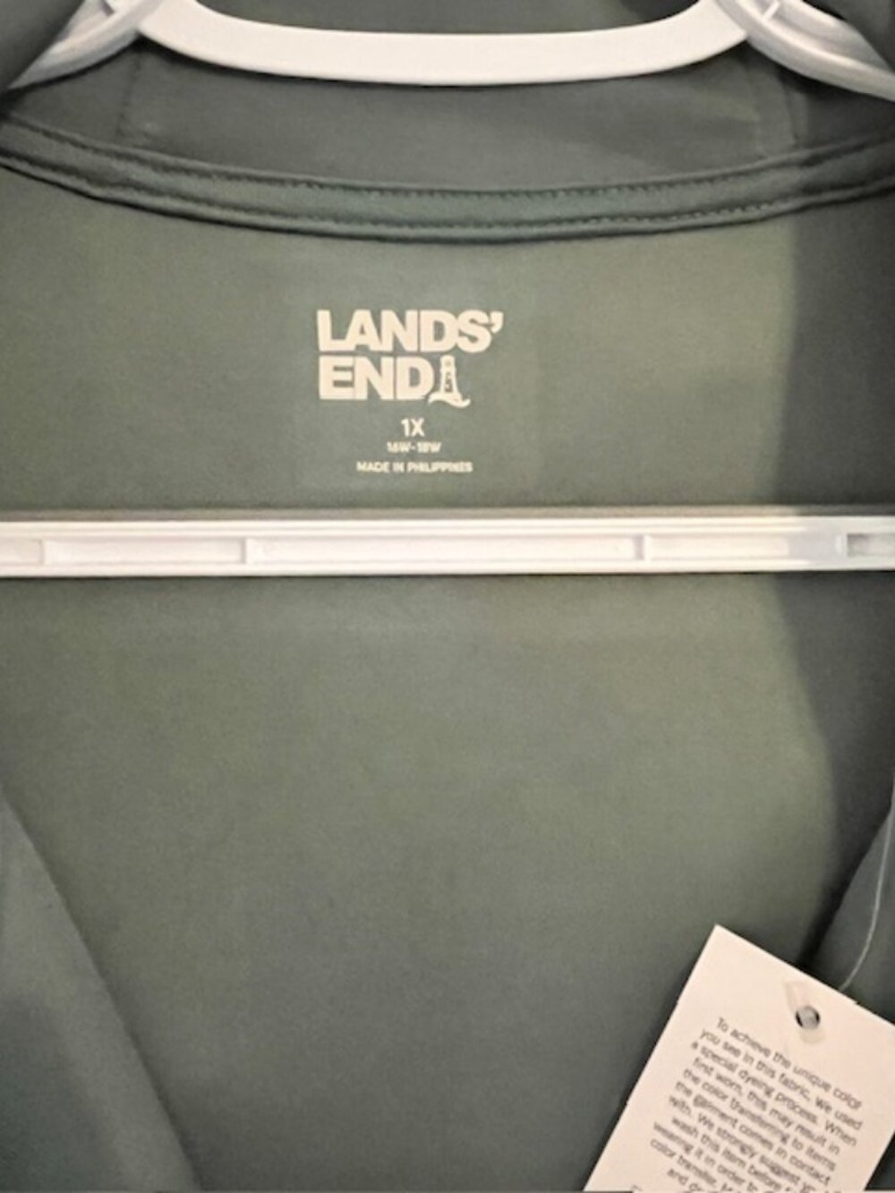 LANDS' END WOMEN'S LS CUPRO FULL-ZIP HOODIE, LIGHT GREEN, 1X, NWT - Picture 3 of 4